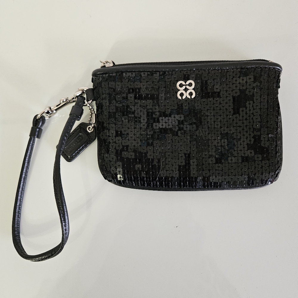 Coach Mini Black Sequin Wristlet